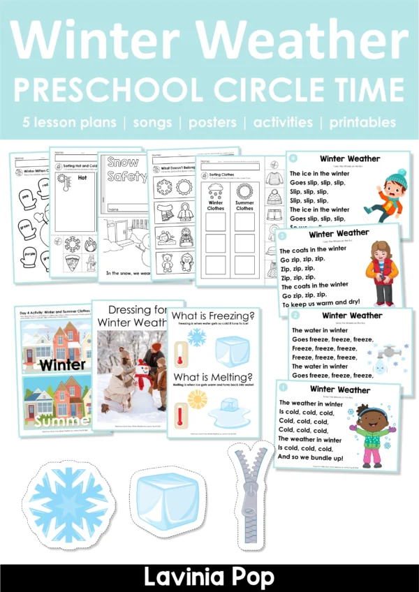 Winter Weather Preschool Unit | Circle Time Printables and Activities