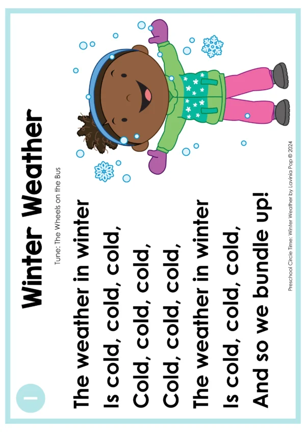 Winter Weather Preschool Unit | Circle Time Printables and Activities | Preschool Winter Song