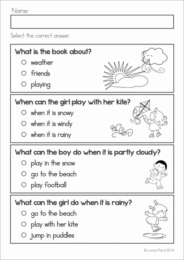 Weather for Preschool and Kindergarten | Printable Worksheets and Activities