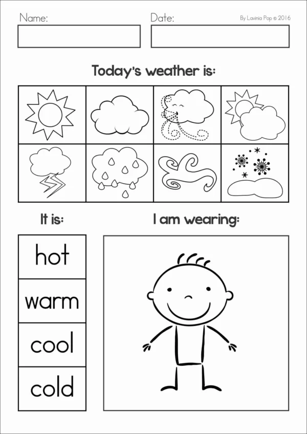 Weather for Preschool and Kindergarten | Printable Worksheets and Activities