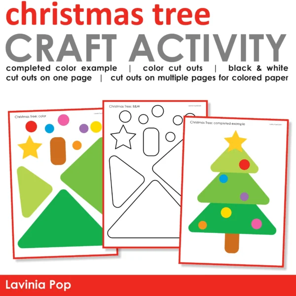 Christmas Tree Cut and Glue Printable Craft Activity | Craftivity for Literacy, Math, Science, Art