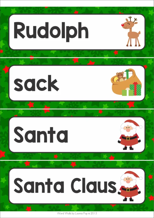 Christmas Word Wall packet for learning new vocabulary | Writing Centers