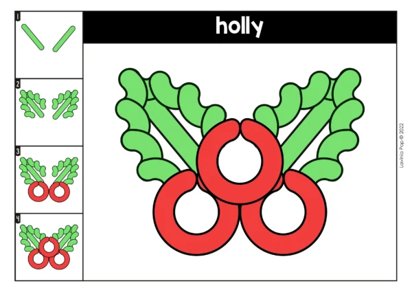 Christmas Play Dough Mats | Printable Activity for Preschool | Holly