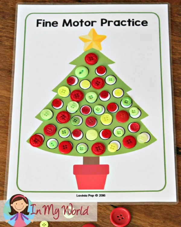 Christmas Tree Fine Motor Practice Mat | FREE Printable Activity for Preschool