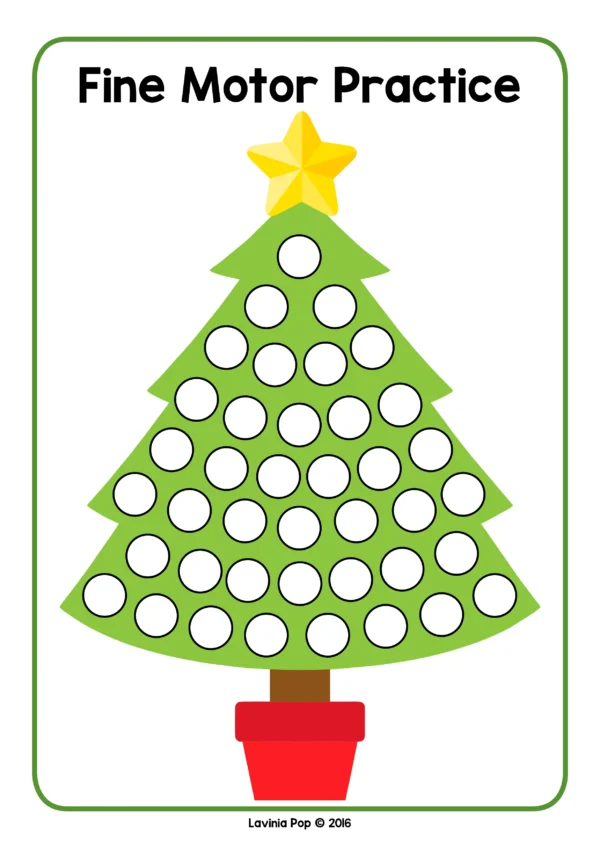 Christmas Tree Fine Motor Practice Mat | FREE Printable Activity for Preschool