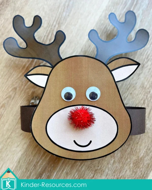 Christmas Preschool Unit | Circle Time Printables and Activities | Rudolph Reindeer Headband with Printable Template