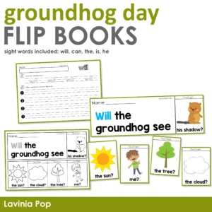 Groundhog Day Printable Sight Word Flip Book Readers with worksheets