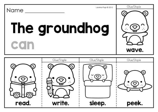 Groundhog Day Printable Sight Word Flip Book Readers with worksheets