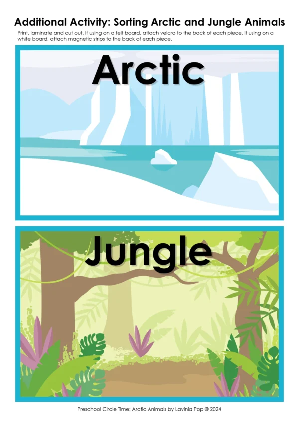 Arctic Animals Preschool Unit | Circle Time Printables and Activities | Sorting Animals the Belong in the Arctic and Jungle