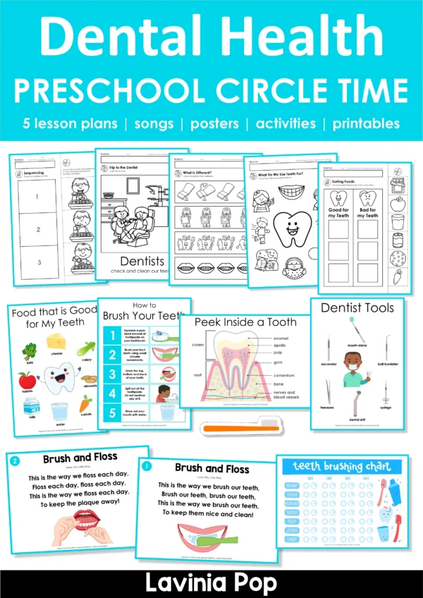 Dental Health Preschool Unit | Circle Time Printables and Activities