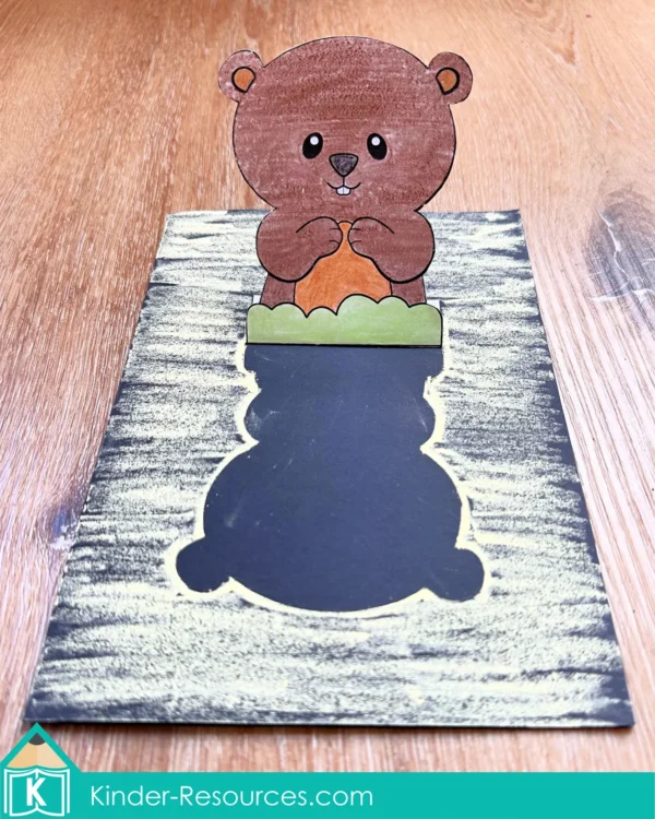 Groundhog Day Preschool Unit | Circle Time Printables and Activities | Groundhog Shadow Craft with Printable Template and Chalk