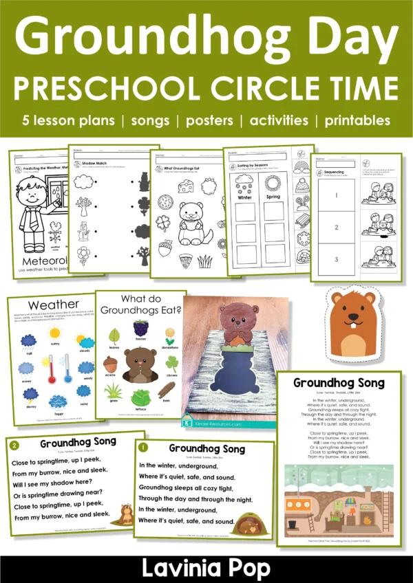 Groundhog Day Preschool Unit | Circle Time Printables and Activities