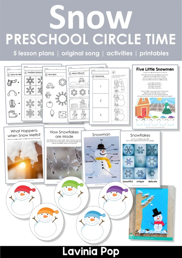 Snow Winter Preschool Unit | Circle Time Printables and Activities |