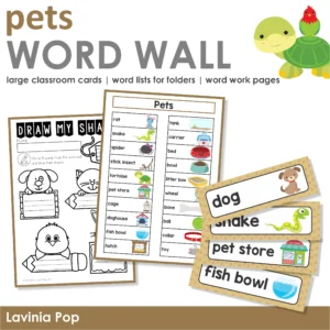 Pet Word Wall packet for learning new vocabulary | Writing Centers | Word List & Word Work Pages