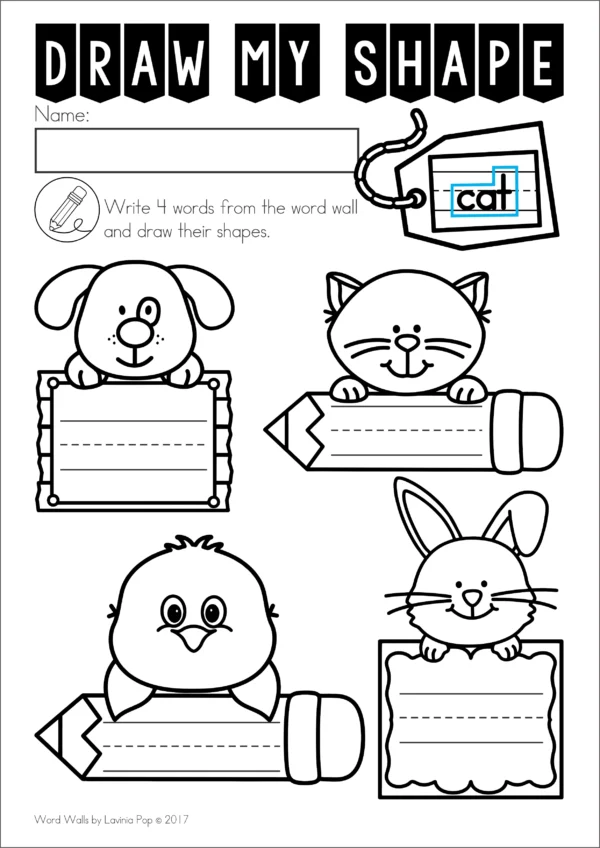 Pet Word Wall packet for learning new vocabulary | Writing Centers | Word List & Word Work Pages