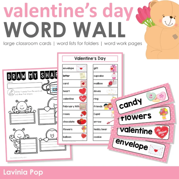 Valentine's Day Word Wall packet for learning new vocabulary | Writing Centers