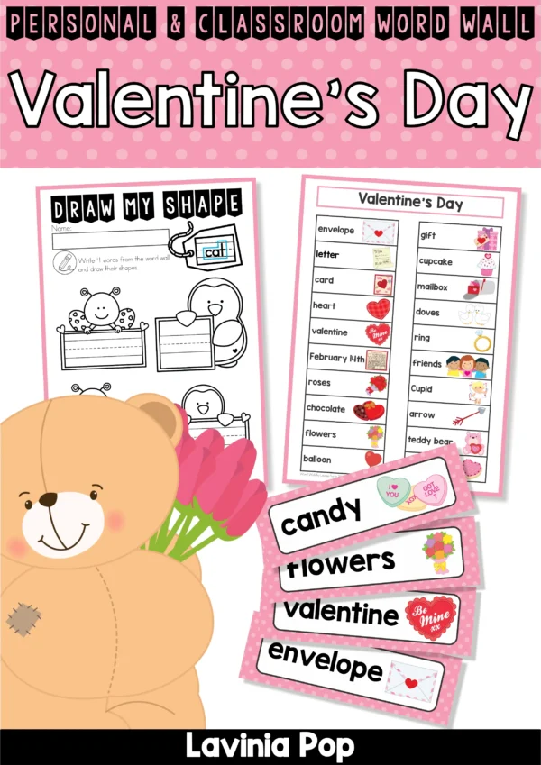 Valentine's Day Word Wall packet for learning new vocabulary | Writing Centers