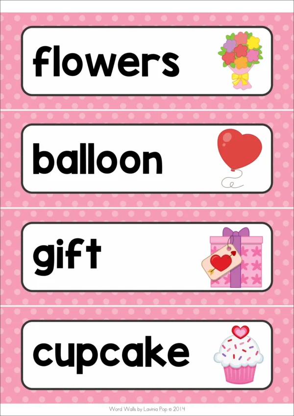 Valentine's Day Word Wall packet for learning new vocabulary | Writing Centers