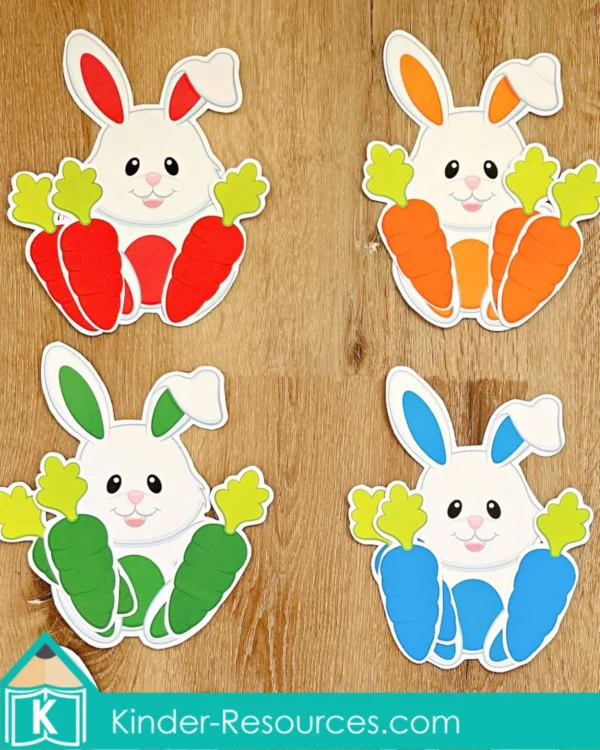 Pet Bunny and Carrot Color Matching Printable Activity | PreK Homeschool | Color Reconition