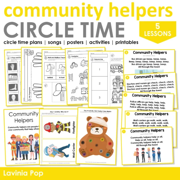 Community Helpers Preschool Unit | Circle Time Printables and Activities |