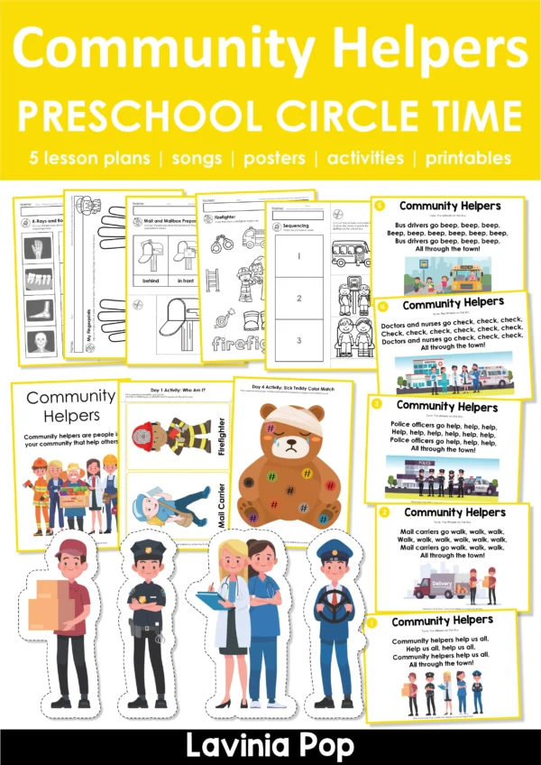 Community Helpers Preschool Unit | Circle Time Printables and Activities |