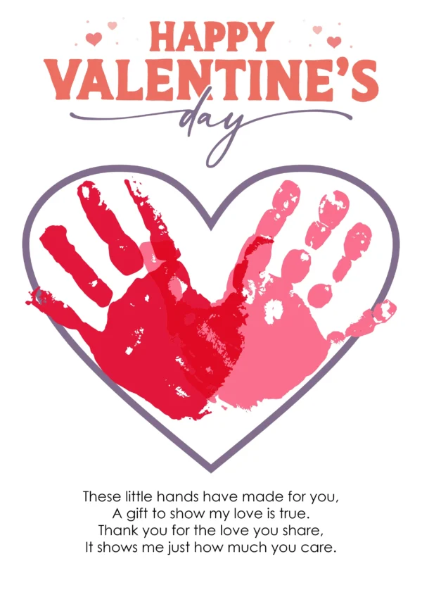 Valentine's Day Preschool Unit | Circle Time Printables and Activities | Friendship & Kindness | Happy Valentine's Day Hand Print Art Keepsake for Parents