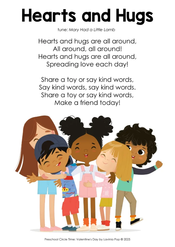 Valentine's Day Preschool Unit | Circle Time Printables and Activities | Friendship & Kindness | Hearts and Hugs Preschool Song About Friendship and Kindness