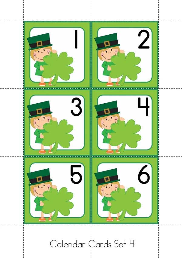 March Calendar Time Cards Pocket Chart | Number Cards, Days of the Week, Season | St. Patrick's Day