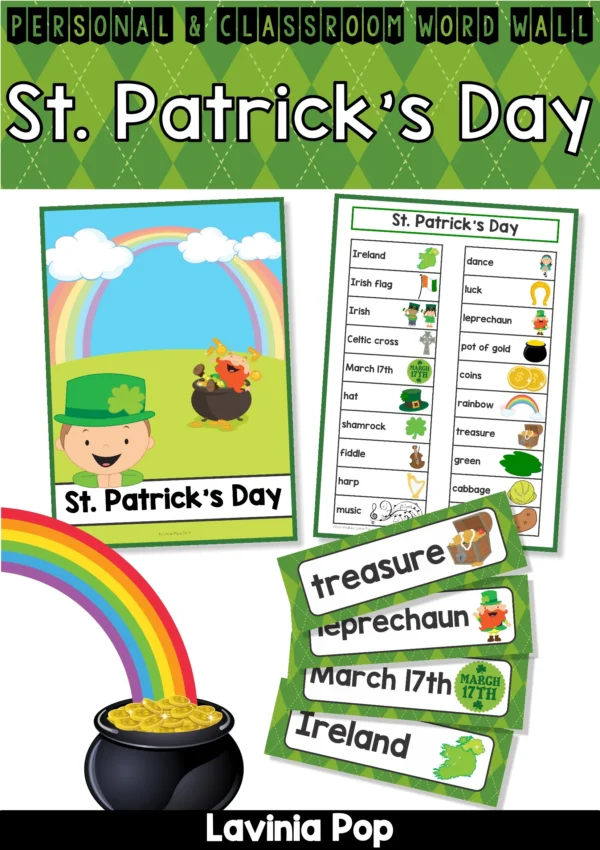 St. Patrick's Day Word Wall packet for learning new vocabulary | Writing Centers | Display for Preschool | Prek | Homeschool | Daycare