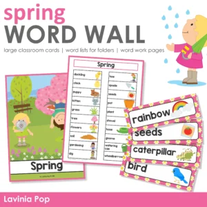 Spring Word Wall packet for learning new vocabulary | Writing Centers | Word List & Word Work Pages