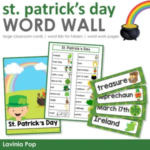 St. Patrick's Day Word Wall packet for learning new vocabulary | Writing Centers | Word List & Word Work Pages