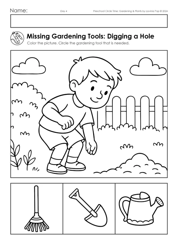 Gardening and Plants Preschool Unit | Circle Time Printables and Activities | Pre-K | Day Care | Homeschool Currciuclum |