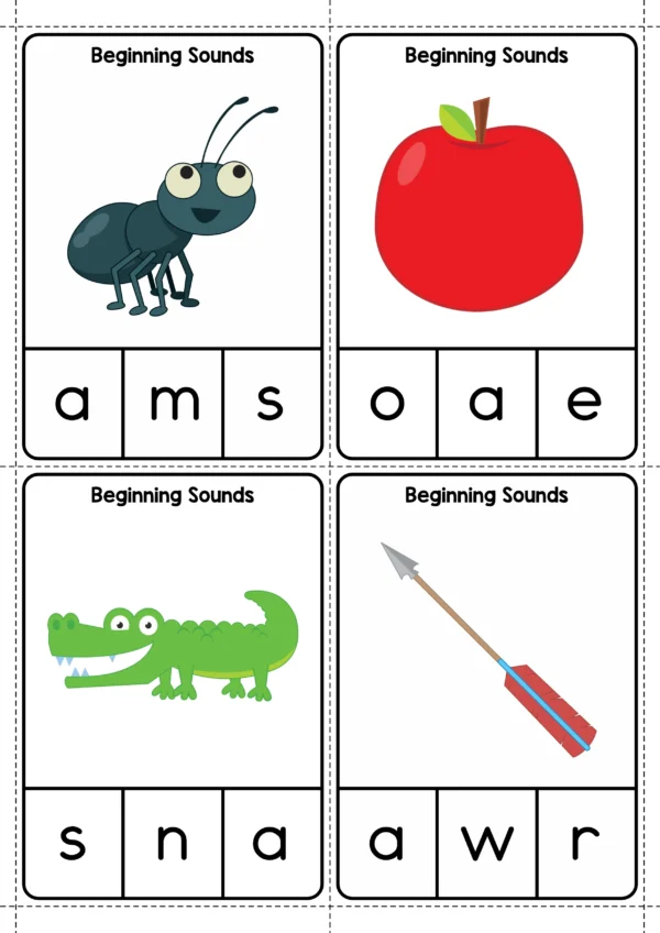 Alphabet Beginning Sounds Clip Cards Build Letter-Sound Recognition