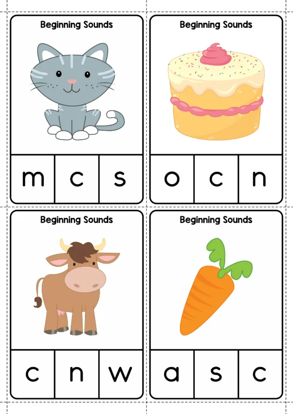 Beginning Sounds Clip It! Cards and Worksheets | Practice Letter Sounds & Phonemic Awareness Fine Motor + Early Reading Skills
