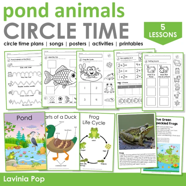 Pond Theme Preschool Unit | Circle Time Printables and Activities | Pre-K | Day Care | Homeschool Currciulum |
