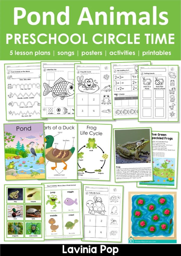 Pond Theme Preschool Unit | Circle Time Printables and Activities | Pre-K | Day Care | Homeschool Currciulum |