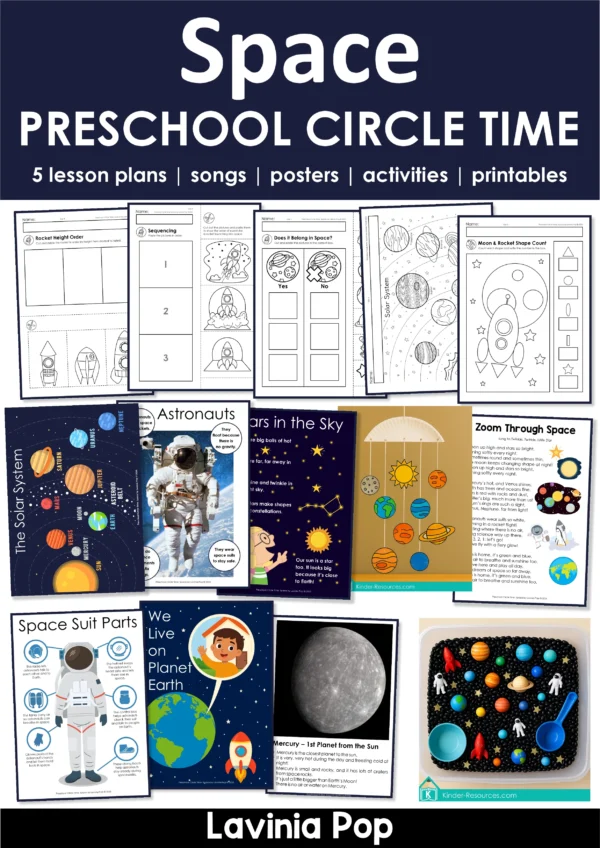 Space Theme Preschool Unit | Circle Time Printables and Activities | Pre-K | Day Care | Homeschool Currciulum