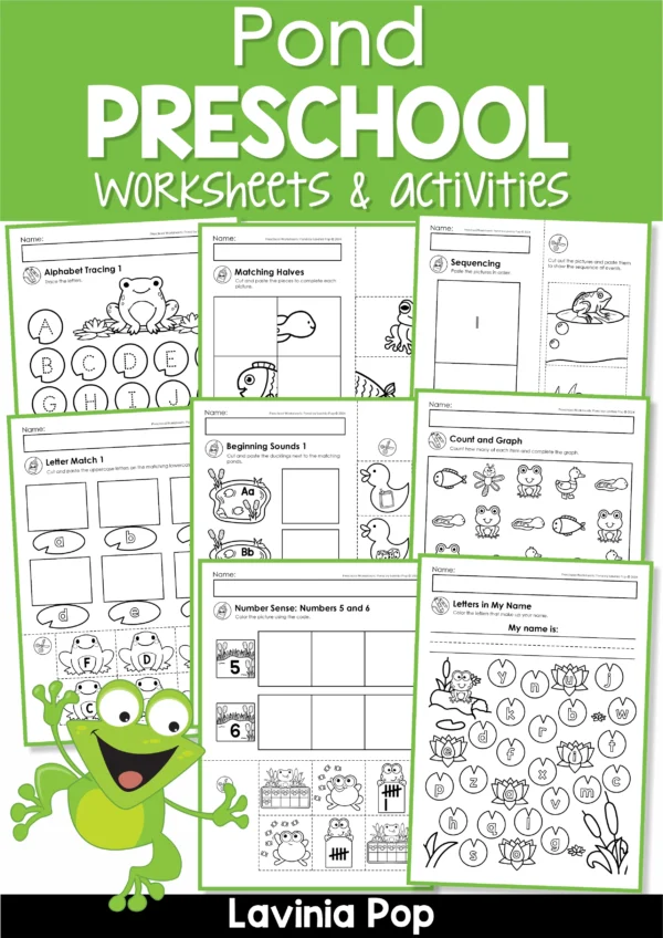 Pond Theme Worksheets & Activities for Preschool & Kindergarten | Alphabet, Numbers, Science
