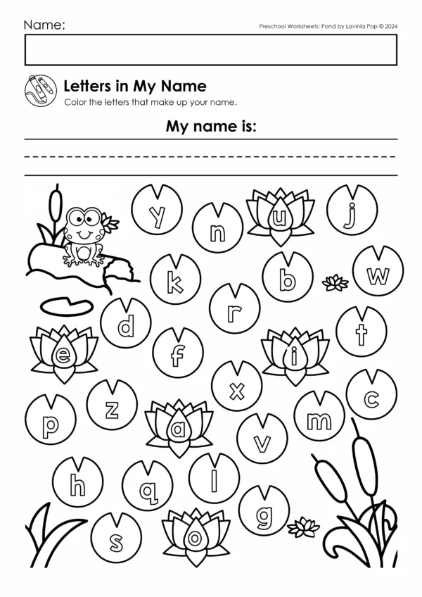 Pond Theme Worksheets & Activities for Preschool & Kindergarten | Alphabet, Numbers, Science