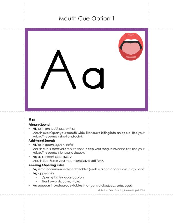 Alphabet Sound Flashcards for Phonics Instruction with Mouth Formations and Spelling Rules – SoR Aligned
