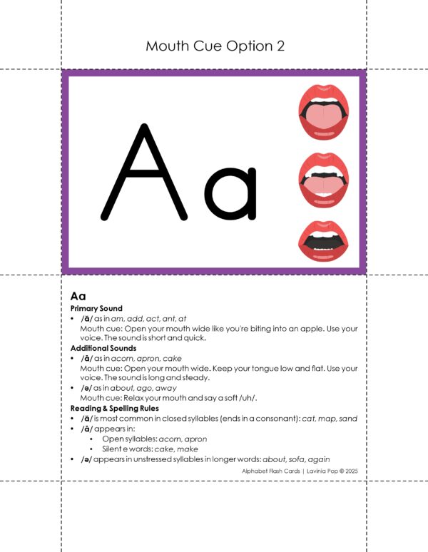 Alphabet Sound Flashcards for Phonics Instruction with Mouth Formations and Spelling Rules – SoR Aligned