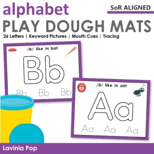 SoR Alphabet Play Dough Mats | Letters + Keywords + Mouth Cues | Phonics Printable Activity