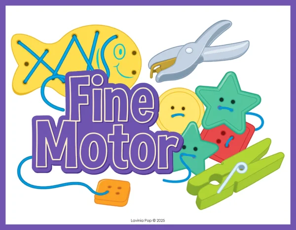 Fine motor center poster for preschool and kindergarten activities | Free to Download from Kinder-Resources | Lavinia Pop