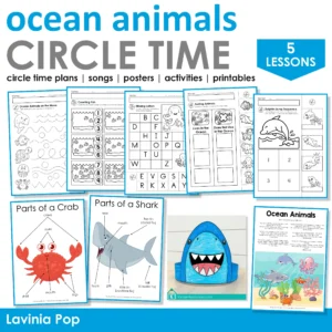 Ocean Animals Circle Time Plan | A full week of structured preschool activities, songs, and lessons featuring ocean creatures.