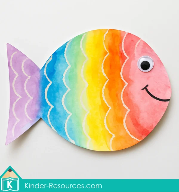 Watercolor Resist Fish Craft | A vibrant, hands-on art project using crayons and watercolor paint to explore ocean colors and textures.