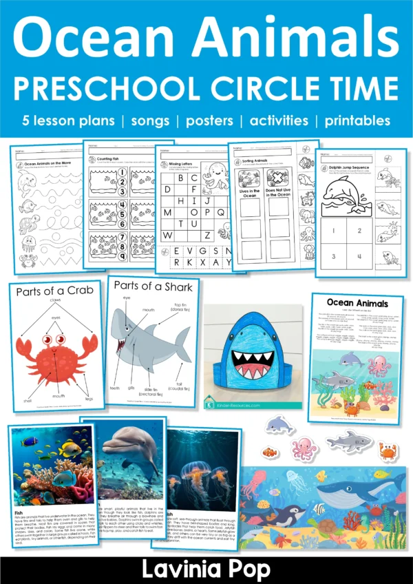 Ocean Animals Circle Time Plan | A full week of structured preschool activities, songs, and lessons featuring ocean creatures.