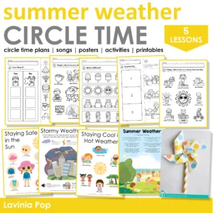 Summer Weather Theme Preschool Unit | Circle Time Printables and Activities | Pre-K | Day Care | Homeschool Currciulum