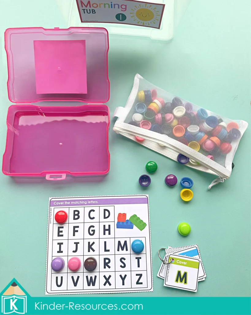 Kindergarten alphabet recognition activity designed for independent or small group use during morning tubs