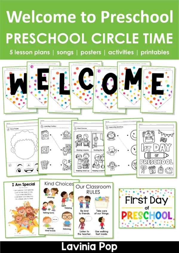 Welcome to Preschol Circle Time Plan | A full week of structured preschool activities, songs, and lessons to help preschoolers settle into the preschool classroom.