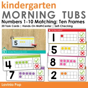 Numbers 1–10 matching cards with numerals and ten frames for hands-on math center activity.